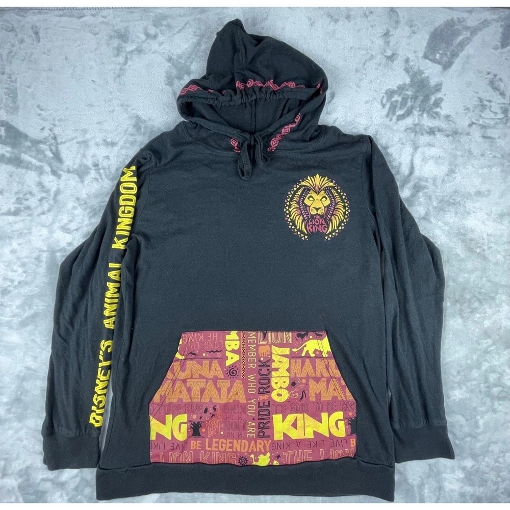 Disney Parks The Lion King Hoodie Mens Medium Black Excellent Animal Kingdom M